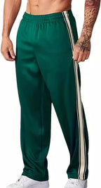 Men's Athletic Track Pants with Side Stripes, Elastic Waistband Sports Jogger Trousers for Gym, Workout, and Casual Wear