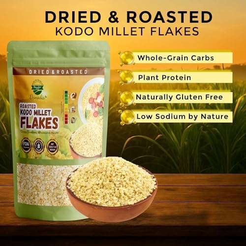 Danodia Foods Kodo Millet Flakes (450g/17oz) | Roasted & Ready-to-Eat | Ideal for Porridge, Puddings, Desserts & Smoothie Bowls | Gluten-Free & Nutritious | High Fiber & Vegan Protein