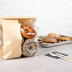 Restaurantware - Bag Tek 8.3 x 3.9 x 13.8 Inch Kraft Tin Tie Bags With Windows, 100 Resealable Bakery Bags With Windows - Flat Bottom, For Cookies or Coffee Beans, Paper Tin Tie Bags