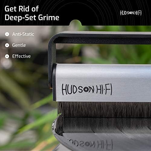 Hudson Hi-Fi Vinyl Record Brush w/Anti-Static Carbon Fiber Bristles - Precision-Made, Gentle & Effective Record Cleaning Brush for LPs
