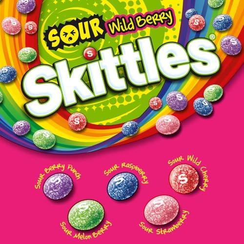 SKITTLES SOURS Wild Berry Sour Candy Bag, 1.8 Oz Pack, 24 Count