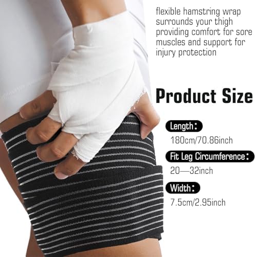 Ymapinc Hamstring Compression Sleeve, Adjustable Thigh Compression Sleeve, Thigh Wrap for Varicose Veins Treatment for Legs,Nylon Quad Knee Support Bandage for Men and Women(Black, 1PC)