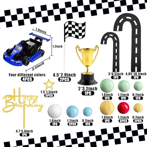 28 PCS Racing Car Cake Toppers Car Truck Cake Decorations for Racing Theme Birthday Supplies (01)