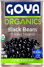 Goya Organic Black Beans, Low Sodium with Sea Salt, 15.5 Ounce (Pack of 8)