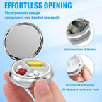 Vintage Deer Pine Tree Pill Case, Pill Box 3 Compartments Metal Small Pill Holder with Mirror Mini Travel Pill Container for Purse Pocket Women Men