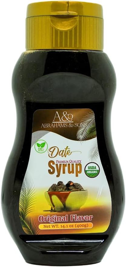 USDA Organic Date Syrup, 100% Natural Sweetener, No Added Sugar, Original Flavor, 400g – Kosher Certified, Vegan & Kid-Friendly