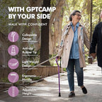 GPTCAMP Walking Cane and Walking Stick for Men Women,Lightweight Folding Canes with Offset Soft Cushioned Handle,Adjustable & Collapsible,Mobility & Leg Surgery Recovery