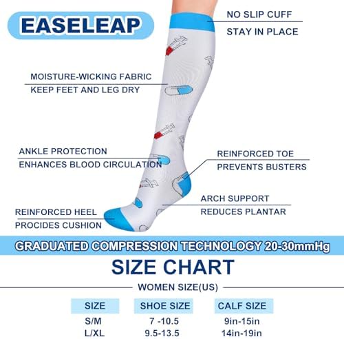 Suhine 20 Pairs Nurse Compression Socks for Women Men for Nurses Week Appreciation Gift Circulation Medical Running Athletic