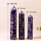 Large Natural Dream Amethyst Healing Crystal Wand 5.9-6.69" Natural Crystal Tower 6 Faceted Chakra Crystal Point Meditation Therapy Reiki Energy Stone Home Decor Collection Gift