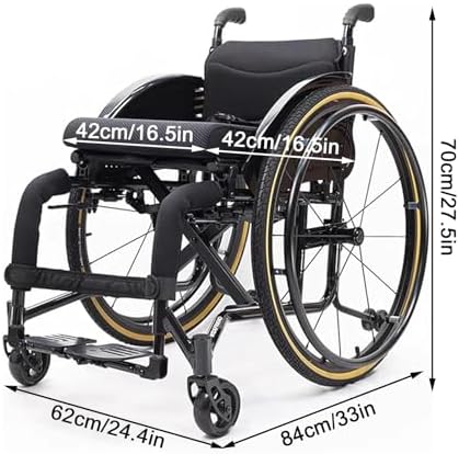 Sports and Leisure Wheelchairs for Adults, Folding Self Propelled Wheelchair,Portable Aluminum Transport Wheelchair,Adjustable Foot Pedal,220 lbs Weight Capacity(Blue)
