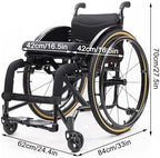 Sports and Leisure Wheelchairs for Adults, Folding Self Propelled Wheelchair,Portable Aluminum Transport Wheelchair,Adjustable Foot Pedal,220 lbs Weight Capacity(Blue)