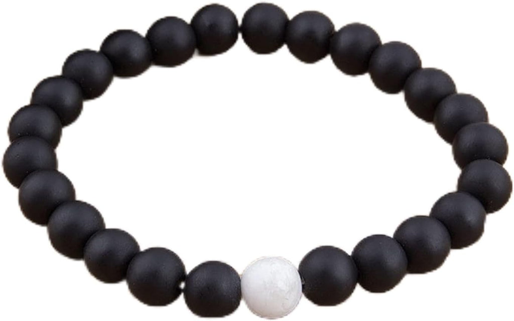 ZZSRJ Marble Beads Natural Stone Beads Bracelet Wide 8MM Stone Handmade Jewelry (Metal Color : 2)