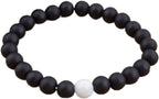 ZZSRJ Marble Beads Natural Stone Beads Bracelet Wide 8MM Stone Handmade Jewelry (Metal Color : 2)