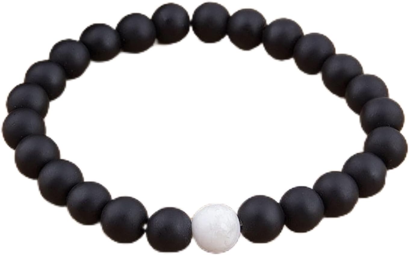 ZZSRJ Marble Beads Natural Stone Beads Bracelet Wide 8MM Stone Handmade Jewelry (Metal Color : 2)