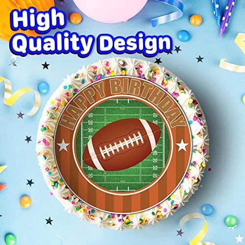 7.5 Inch American Football Cake Topper – Round Edible Birthday Cake Decorations, Happy Birthday Cake
