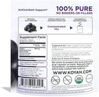 KOYAH - Organic Acai Capsules - Freeze-Dried, 600 mg, Vegan, Gluten-Free, Non-GMO. Antioxidant Support. 60 Capsules
