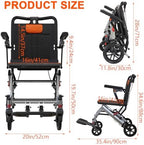 Foldable Wheelchairs for Adults, Lightweight Transport Wheelchairs with Removable Flip Armrests and Swing Footrests, Portable Travel Chair with Locking Handbrakes for Seniors
