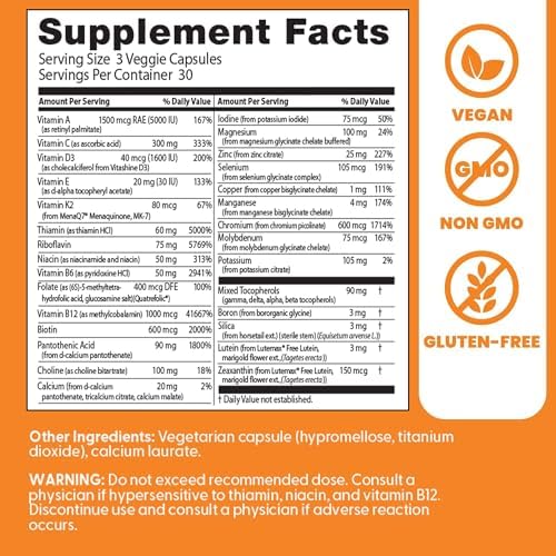 Doctor's Best Multi-Vitamin Mineral Complex - Daily Vegan Multivitamin for Women & Men, Vitamins A, C, D3, E, K2, Riboflavin, & Niacin, Health Support Supplement for Adults, Non-GMO - 90 Veg Capsules