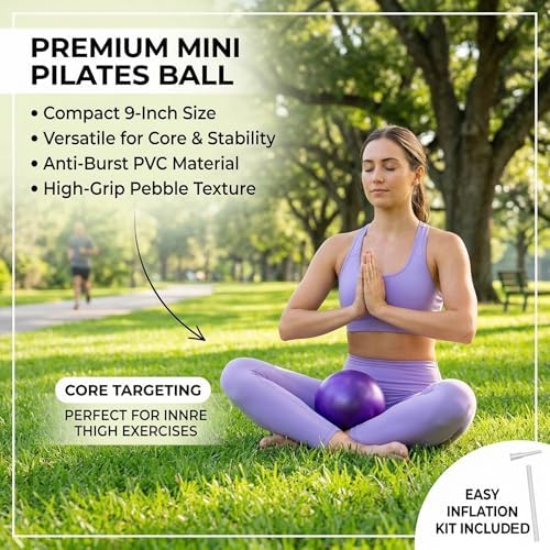 Mini Yoga Balls 6 Inch Exercise Pilates Therapy Balance Micropore Ball Barre Equipment for Home Stability Training Physical Core Training with Pump