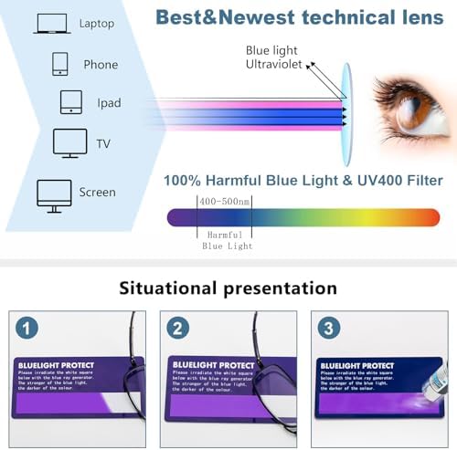 REAVEE 3 Pack Folding Reading Glasses for Men Women, Blue Light Blocking Computer Readers Spring Hinge with Small Case