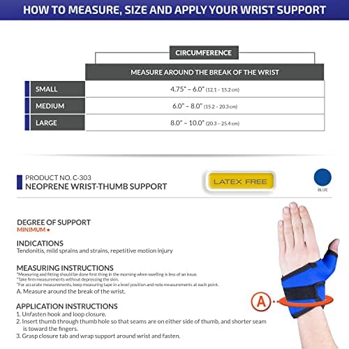 OTC Neoprene Wrist Thumb Support, Adjustable Compression Wrap Brace, Medium