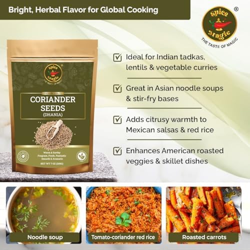 Spice Magic Whole Coriander Seeds | 7 oz (200 g) Resealable Pouch | Whole Coriander Seeds for Cooking | Premium Quality, 100% Natural Spice for Curries, Pickling & Global Cuisine