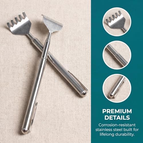 2 Pack Telescoping Back Scratcher for Adults, Metal Extendable Backscratchers with Retractable Handle, Telescopic Collapsible Back Scratcher Portable for Home Office Travel Itch Relief