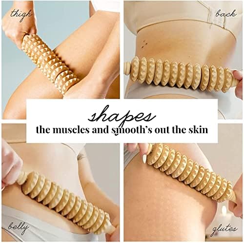 Tuuli Anti Cellulite Massage Set Massager 2 x 40 cm Roller with Handle Maderotherapy Wooden