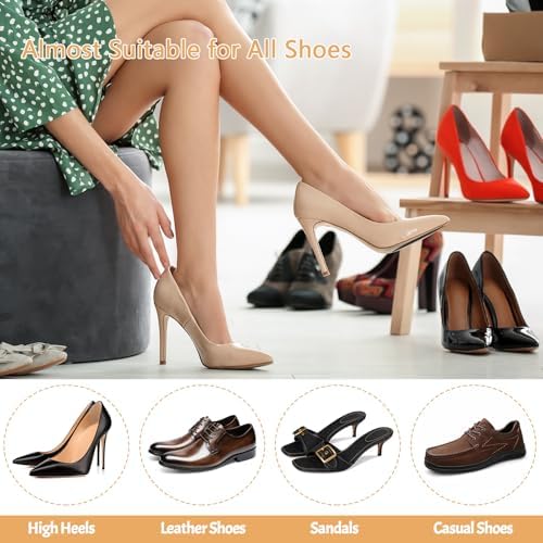 Non-Slip Shoes Pads, Self-Adhesive Shoe Grips on Bottom of Shoes, High Heels Anti-Skid Shoe Grips Stickers, Silicone Shoe Sole Protectors (Black 6PCS)