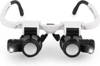 Handsfree Magnifying Glass Headband Magnifier with 2 LED Lights 8X 15X 23X Magnification Head-Mounted Loupe for Close Work, Jewelry, Jewelers, Sewing, Crafts, Hobbies, Coin, Maps, Watch Repair