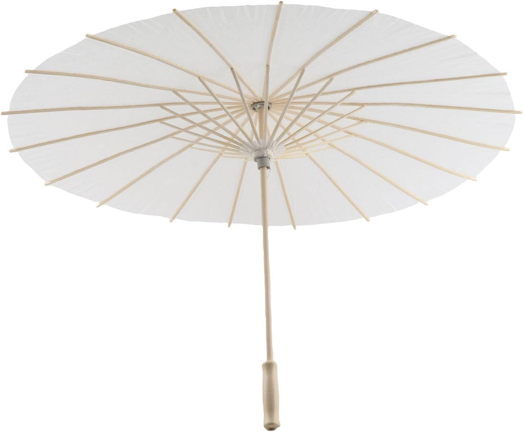 (Pack of 2) Paper Parasol Chinese/Japanese Decorative Umbrella White DIY Painting Decorative Umbrella Wedding Bridal Party Decor Photo Cosplay Prop(60cm / 23.62in)