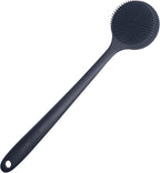 DNC Back Scrubber for Shower Soft Silicone Bath Body Brush with Long Handle (Black)