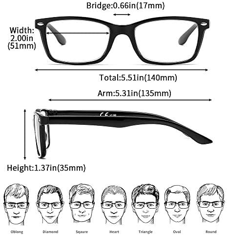 Suertree Reading Glasses for Men Women 3 Pack UV Ray Eyeglasses Anti Glare Spring Hinge Readers Aid