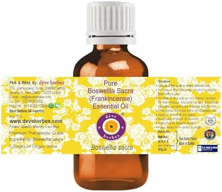 Deve Herbes Pure Boswellia Sacra (Frankincense) Essential Oil (Boswellia Sacra) Steam Distilled 100ml X 2 (6.76 oz)