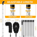 10.5FT Gutter Cleaning Tools from The Ground, Adjustable Rain Gutter Cleaning Brush with Pole, Long-Reach Gutter Cleaner & Brush, Ladder-Free Removal of Leaves, Branches & Debris