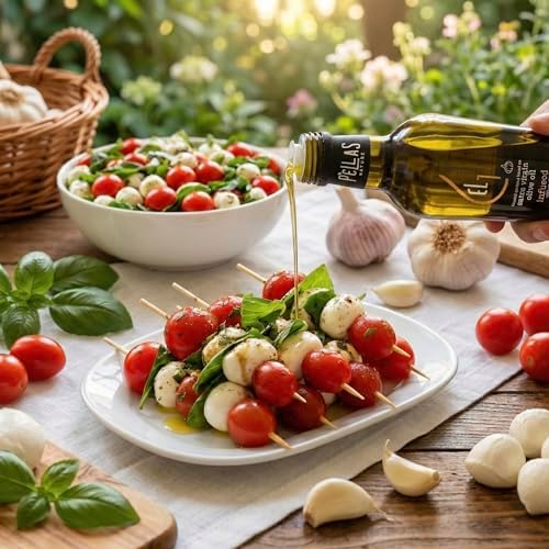 Pellas Nature, Organic Garlic Infused Greek Extra Virgin Olive Oil, Gold Award, Kosher, 8.5 oz. (250 ml), glass bottle (Garlic)
