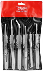 SE 6-Piece Stainless Steel Tweezers Set - TW2-406