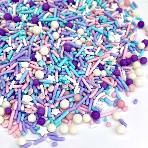 Manvscakes, pink sprinkles, valentines, cake sprinkles, gluten free, cookies, chocolate, fondant, princess topping, ice cream, edible, dessert decoration (Pink Blue)