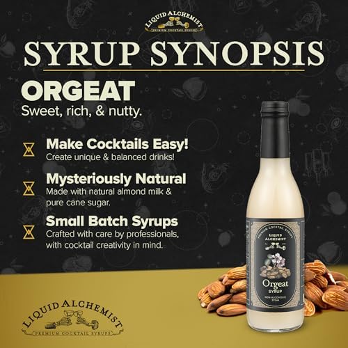 Liquid Alchemist Orgeat Syrup for Cocktails - Real Ingredients Make Our Almond Syrup the Perfect Mai Tai Mix - Non-GMO, Gluten Free & Vegan (12.7 oz)