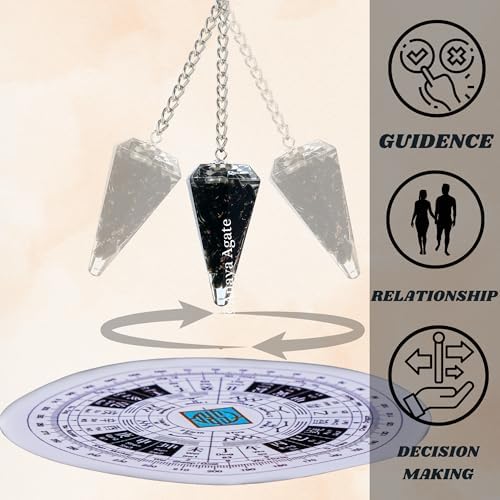 Black Tourmaline Pendulum – Orgone Crystal Pendulum – Dowsing Pendulum for Divination, Meditation, Chakra Healing – Natural Gemstone Pendulum
