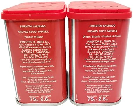 Spanish Smoked Paprika. Hot & Sweet. Set of 2 tins. El Angel Brand (since 1880)