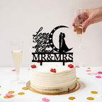 Love You To The Moon And Back Wedding Cake Topper Bridal Shower Theme Party Decorations Mr&Mrs Cake Topper For Wedding Anniversary Engagement Party Supplies