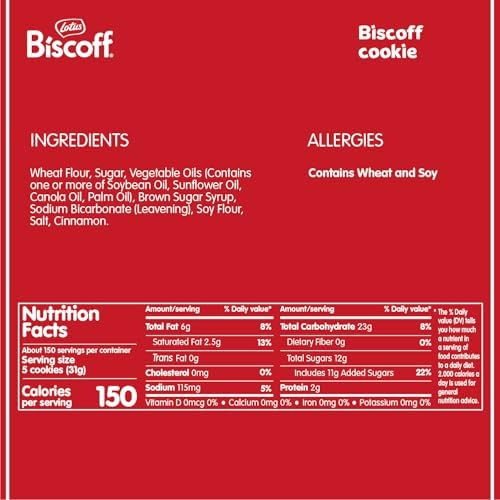 Lotus Biscoff Cookies – Caramelized Biscuit Cookies – 150 Cookies Individually Wrapped – Vegan, 0.2 Ounce (Pack of 150)