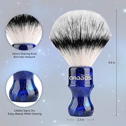 Anbbas Synthetic Badger Shaving Brush with Resin Handle,Nylon Bristles Hair Lathering Foam Brush for Men Travel Professional Wet Shaving(Blue,24 mm Knot)