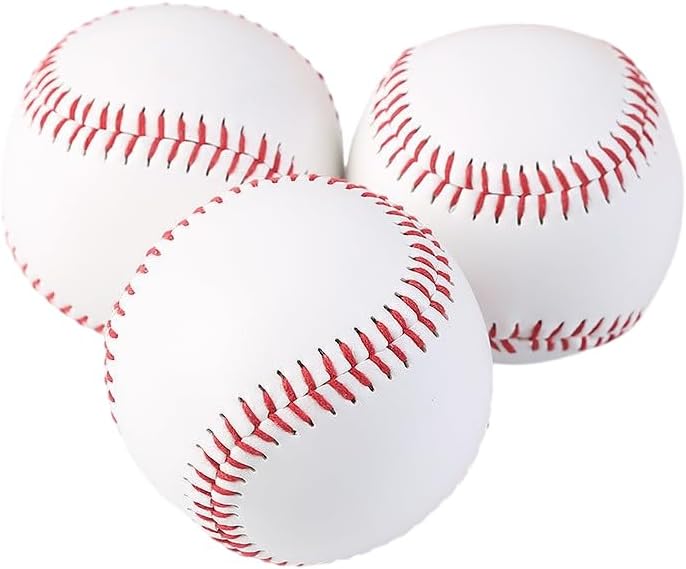 Official Game Baseballs for Youth and Adult Training, White Leather, Official Size and Weight, 3 Pack