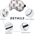 Cute Panda Bears Silk Eye Mask Sleep Mask Dandelion Pink Flower Cute Cartoon Eye Mask with Adjustable Strap Lightweight for Women Work Travel Night Sleep