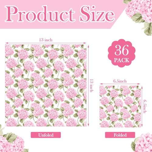 Yexiya 36 Sheet 6 Style Pink Floral Paper Napkins for Decoupage Spring Aesthetic Decorative Cocktail Napkin for Easter DIY Crafting Project Furniture Home Party Table Decor Unfolded 13 x 13 Inch