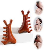 4-in-1 Wooden Gua Sha Massage Tool,2Pcs Natural Brown Sandalwood, Face & Body Lymphatic Drainage, Jaw Lifting, Head Massage Comb for Head,Face,Eye,Neck & Body Meridian