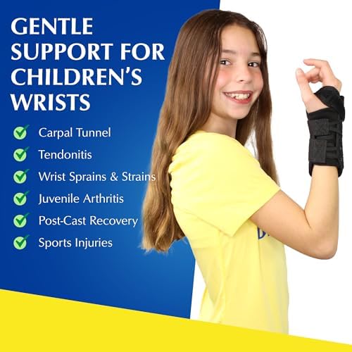 Brace Direct Pediatric Wrist Brace - Young Child Splint for Carpal Tunnel, Tendonitis, Sprains & Injuries - 6" Lace Up Design (Right Hand)