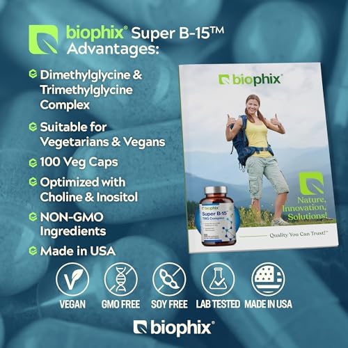biophix Super B-15 100 Veggie Caps - Niacin Calcium Choline Inositol DMG TMG - Supports Healthy Oxygen Energy Levels